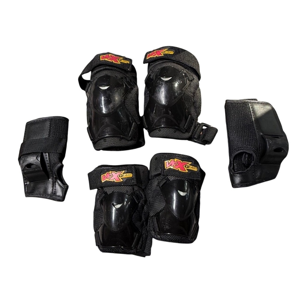 VFX Gear Black Protective Pad Set Knee Elbow Wrist Guards Small 9-220 6pc Set‎